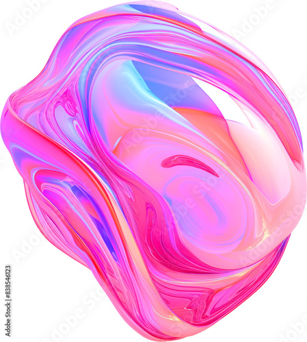 Pink and Purple Metallic Glossy Abstract PNG Object Element
