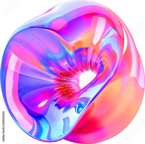 Pink and Purple Metallic Glossy Abstract PNG Object Element
