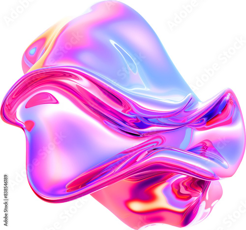 Pink and Purple Metallic Glossy Abstract PNG Object Element
