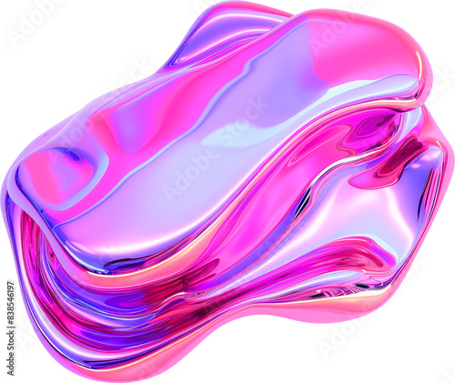 Pink and Purple Metallic Glossy Abstract PNG Object Element