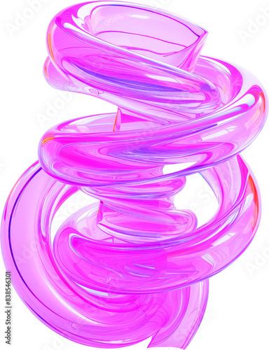 Pink and Purple Metallic Glossy Abstract PNG Object Element