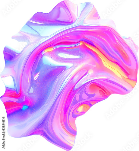 Pink and Purple Metallic Glossy Abstract PNG Object Element