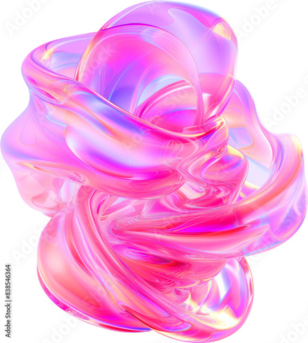 Pink and Purple Metallic Glossy Abstract PNG Object Element