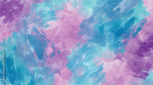 Abstract seamless pattern brush painted background with medium orchid, steel blue and medium aqua marine color. can be used as wallpaper, texture or fabric fashion printing photo