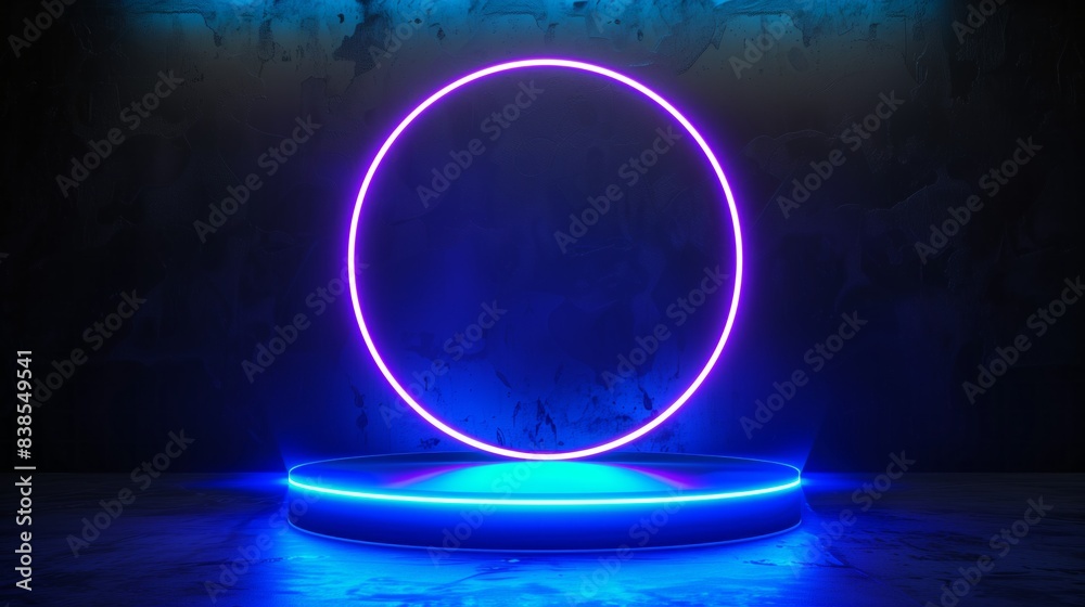 Background podium 3d light game circle blue neon stage screen hologram platform. Virtual 3D podium hud design technology background portal cyber tech cyberpunk digital element show space future room Background podium 3d light game circle blue neon stage screen hologram platform. Virtual 3D podium hud design technology background portal cyber tech cyberpunk digital element show space future room