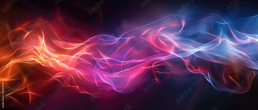 Abstract visualization of colorful smoked cloth threads on a dark background Abstract visualization of colorful smoked cloth threads on a dark background