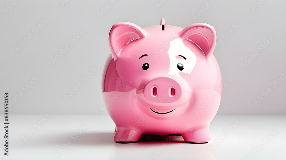 Pink piggy bank on the white background Generative AI Pink piggy bank on the white background Generative AI