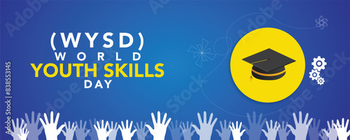 World Youth Skills Day vector. Graduation hat silhouette icon vector. Education and knowledge icon set vector. Research and engineering symbols. July 15. Important day