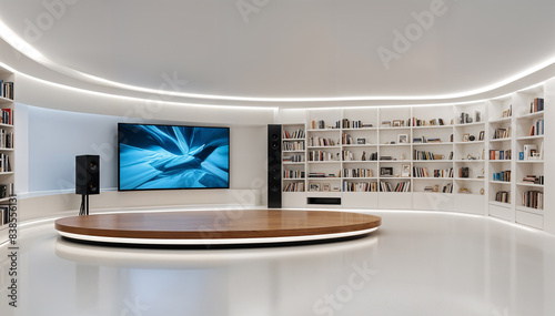 Television studio, virtual set set , ideal for green screen compositing.