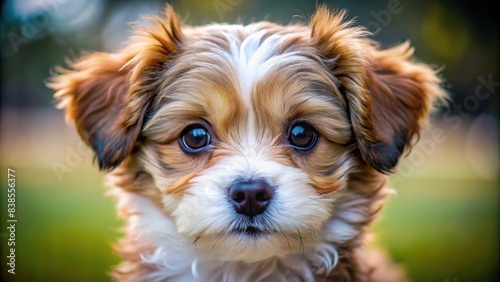 Adorable puppy with big eyes and fluffy fur, puppy, cute, character, small, animal, pet, sweet, domestic, furry, dog, canine, lovable, playful, friendly, adorable, sitting, isolated