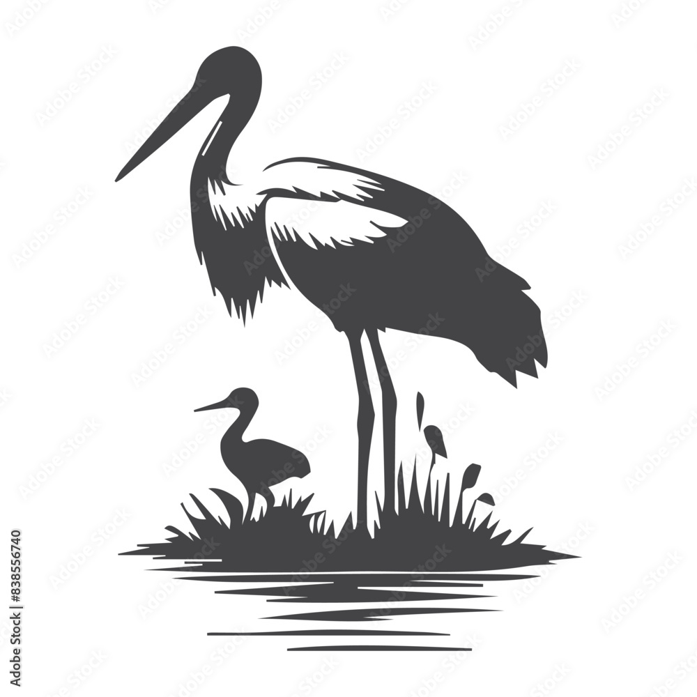 Obraz premium ilustracja bociana