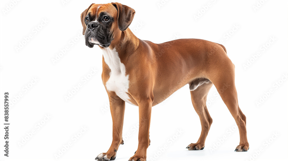 standing boxer dog isolated on white background