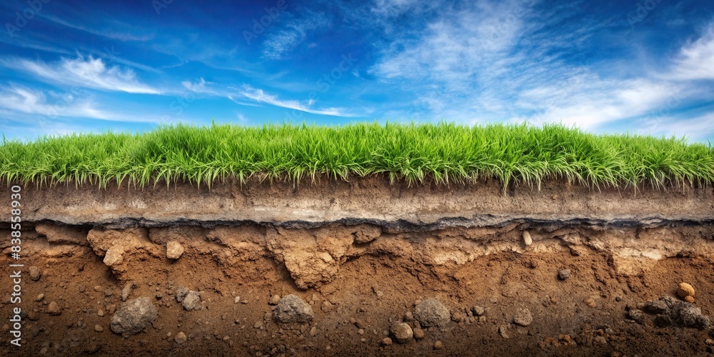 Underground soil layer of cross section earth showing erosion with ...