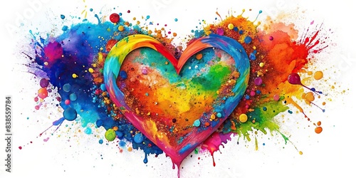 Paint splattered heart symbolizing love and creativity , art, splatter, heart, colorful, symbol, passion, abstract, Valentines Day, romantic, paint, design, decoration, vibrant, texture photo