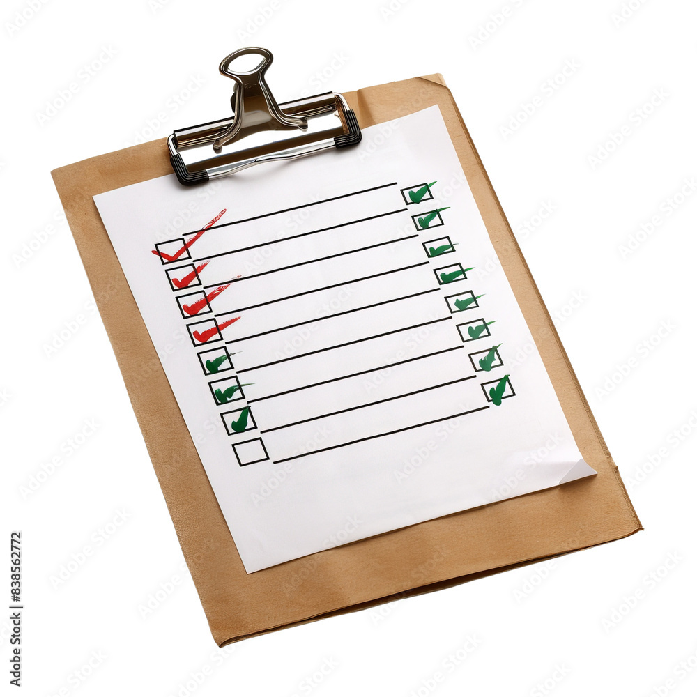 checklist on a clipboard isolated on white background, transparent background checklist on a clipboard isolated on white background, transparent background