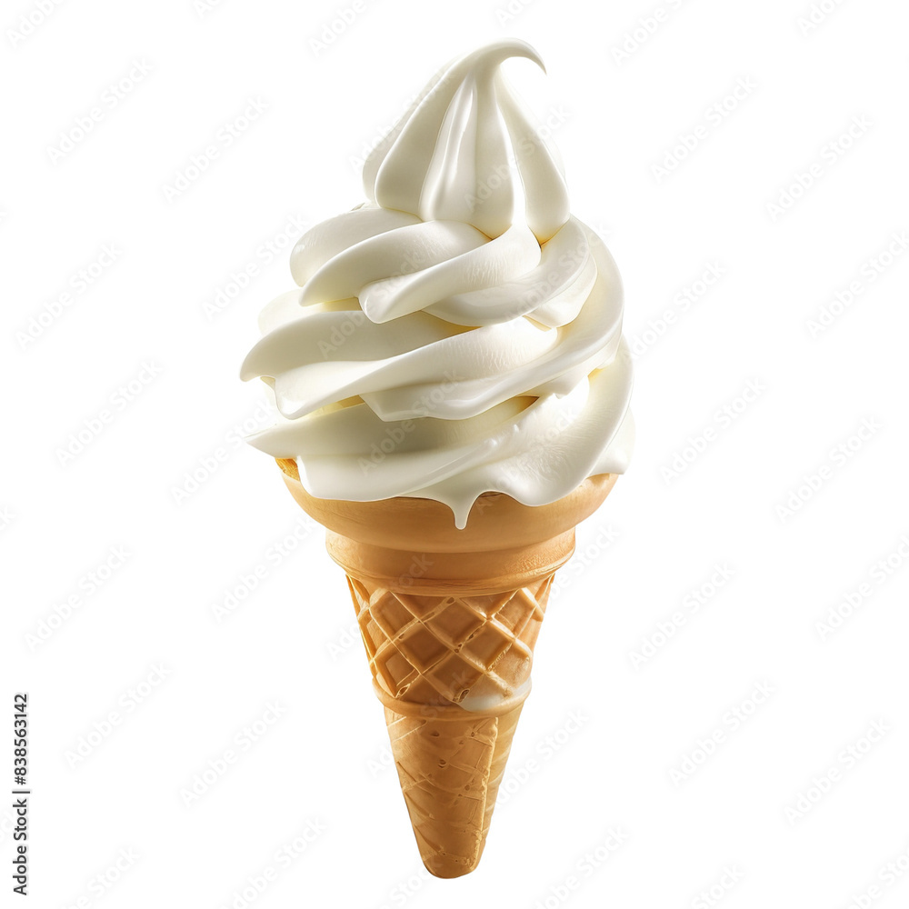 creamy vanilla soft serve ice cream cone isolated on white background ...