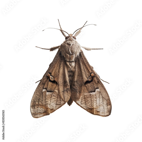 moth with intricate wing patterns isolated on white background, transparent background photo