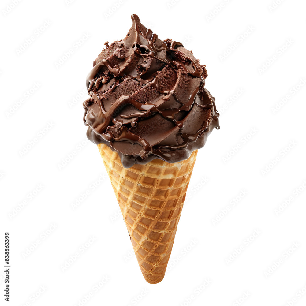 chocolate ice cream cone isolated on white background, transparent background chocolate ice cream cone isolated on white background, transparent background