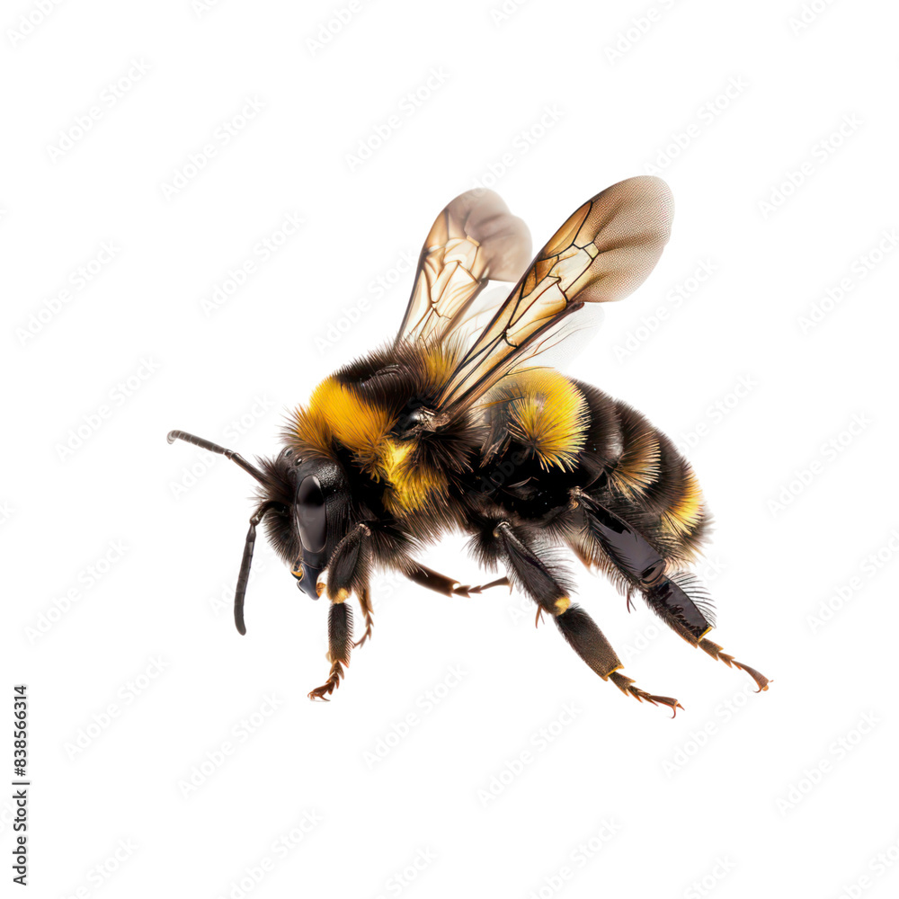 a stunning bee is flying, isolated on transparent background, macro, incredible pollinator. PNG Format a stunning bee is flying, isolated on transparent background, macro, incredible pollinator. PNG Format