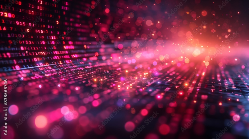 A digital grid background with red and pink lights, creating an abstract and futuristic aesthetic. A digital grid background with red and pink lights, creating an abstract and futuristic aesthetic.