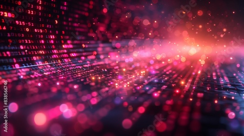 Wallpaper Mural A digital grid background with red and pink lights, creating an abstract and futuristic aesthetic. Torontodigital.ca