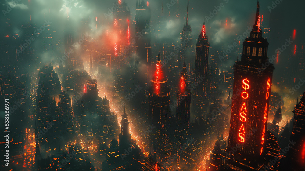 Obraz premium A dystopian cityscape 