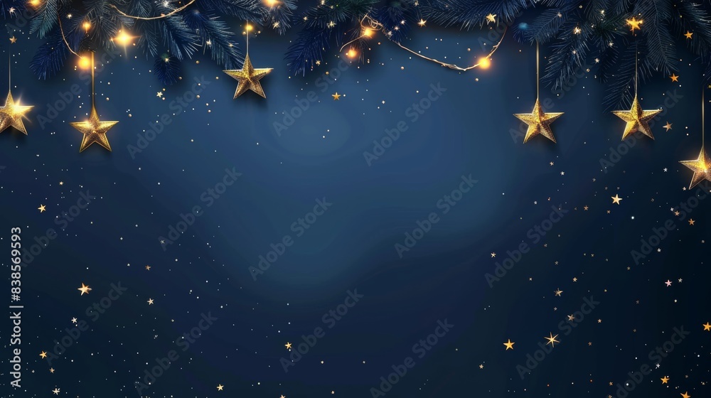 Fototapeta premium dark navy blue background with small stars shining throughout, 