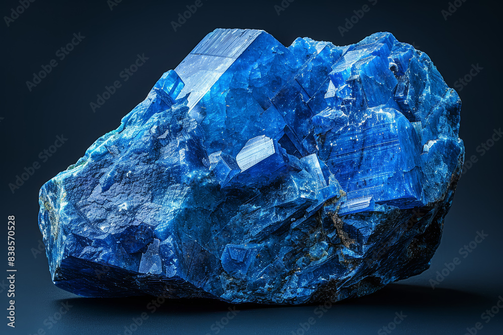 Lapis lazuli on a pastel midnight blue background. Concept of truth and wisdom. Generative Ai. Lapis lazuli on a pastel midnight blue background. Concept of truth and wisdom. Generative Ai.