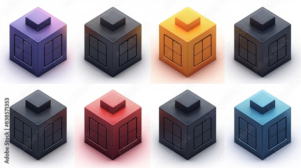 Cube set vector icon isolated 3D box in various styles Black block symbol for web and app design Cube set vector icon isolated 3D box in various styles Black block symbol for web and app design