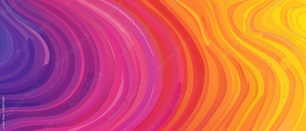 Fototapeta premium Minimalist pop art rainbow gradient with swirl waves lines curve pattern style background