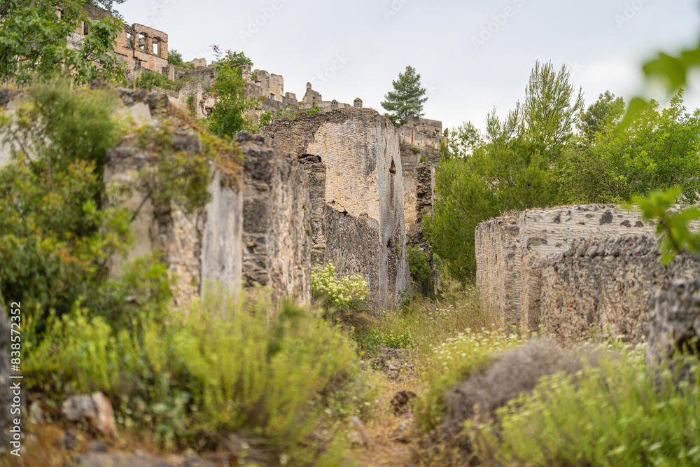 Ancient Ruins in Kayaköy: Overgrown Remnants of a Forgotten Greek-Turkish Village