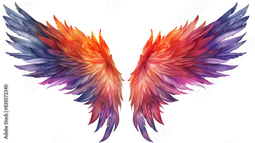 a pair of vibrant, multicolored wings. These wings exhibit a gradient of hues, transitioning from red at the top to purple at the bottom © DigitaArt.Creative