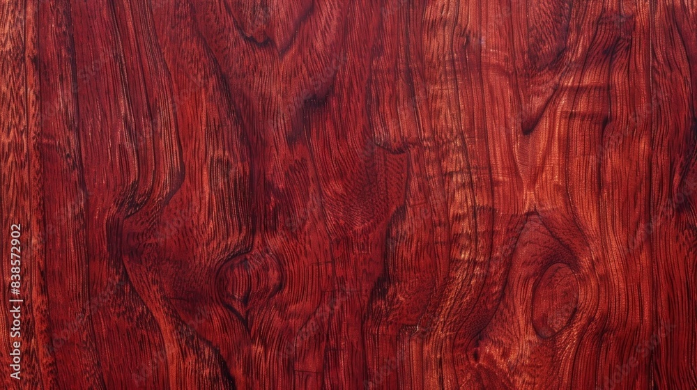 Naklejka premium Bold reddishbrown grain in a deep glossy cherry wood panel