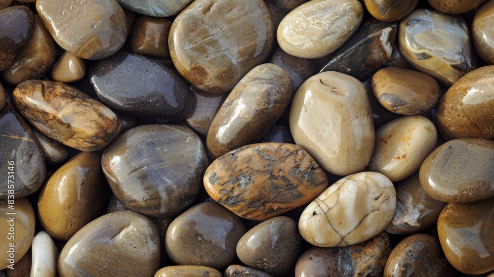 Cool and smooth to the touch these pebbles have a polished surface that glimmers in the sunlight Cool and smooth to the touch these pebbles have a polished surface that glimmers in the sunlight