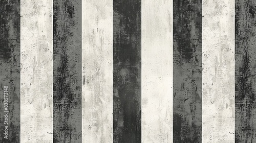 A bold and contemporary wallpaper with a minimalist pattern of thin vertical black and white stripes on a textured gray background creating a chic and statementmaking look photo