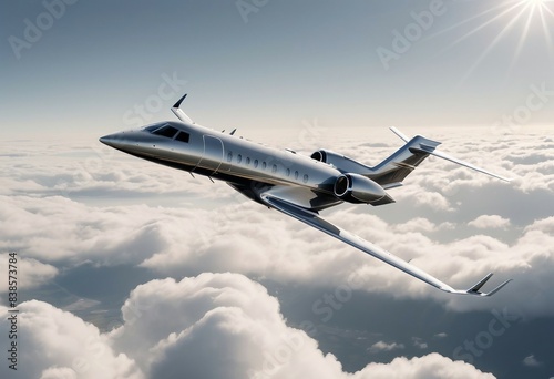 Powerful private executive jet ascending into the clouds, its impressive performance and advanced features showcasing the pinnacle of private aviation
