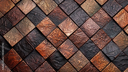 A smallscale checkerboard pattern in shades of dark copper and bronze lending a subtle yet eyecatching texture to the tread plate