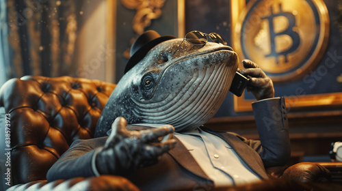 bitcoin whale investing in cryptocurrency on the phone