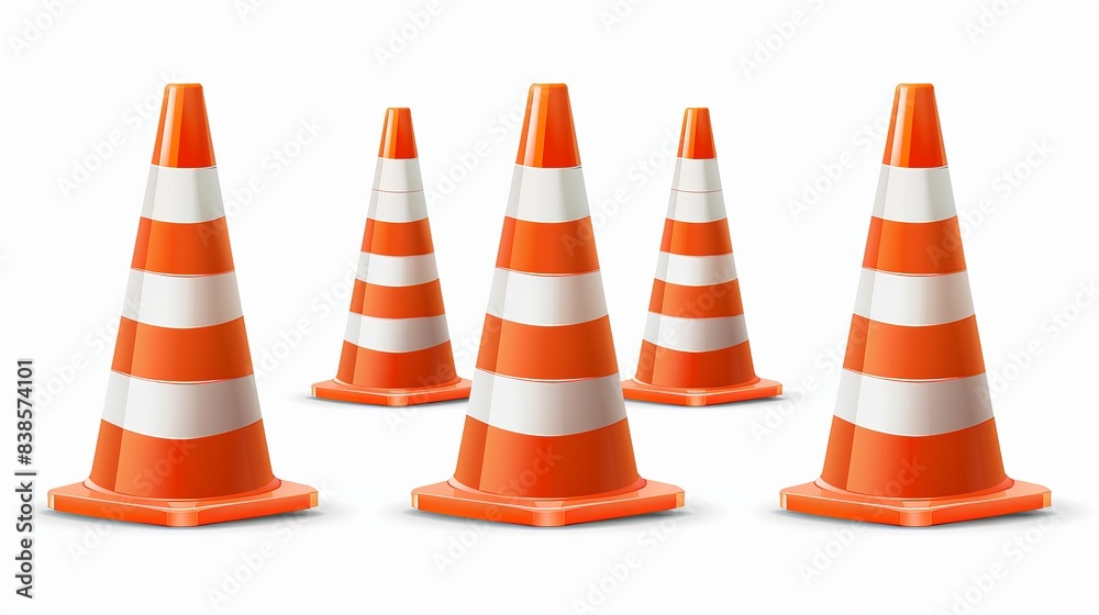 Isolated vector of traffic cones Isolated vector of traffic cones