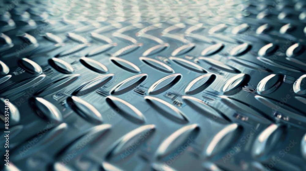 Stainless steel plate with a diamond texture creating a mesmerizing geometric pattern
