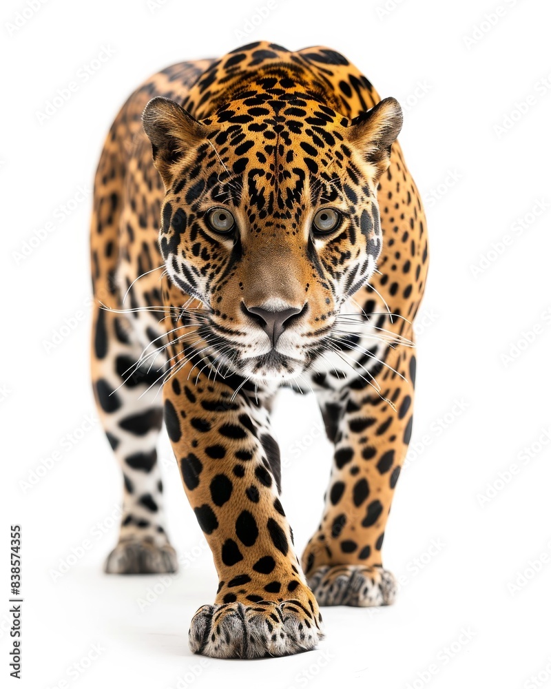 the American Jaguar, white copy space on right Isolated on white background