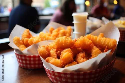 Delicious and indulgent snack or appetizer, perfect for sharing with friends or family. Crispy and gooey cheese curds satisfy your craving for something fried and cheesy.