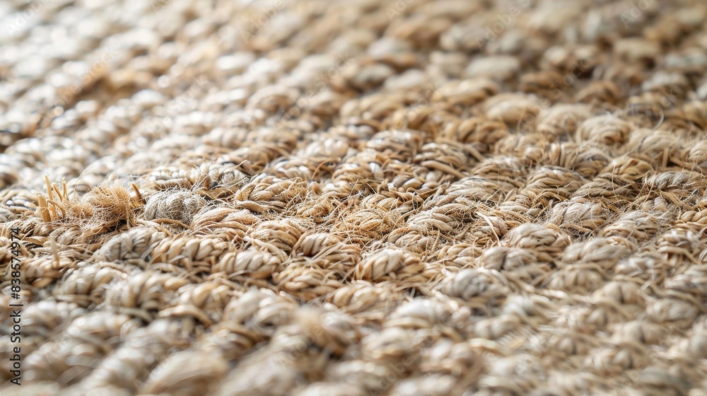 The rough and rustic texture of the jute material highlighted by the subtle color variations and natural imperfections The rough and rustic texture of the jute material highlighted by the subtle color variations and natural imperfections