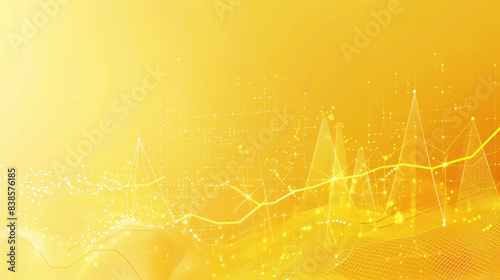 Yellow aesthetic background of digital data chart analytics. Business trends economic concept template. Generative AI
