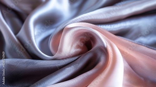 A closeup of a silk scarfs edge showcasing intricate handrolled hems in a smooth seamless finish photo