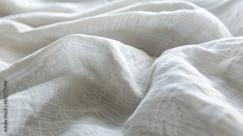 Hints of light grey peeking through the woven threads giving the cotton percale a subtle depth and dimension photo