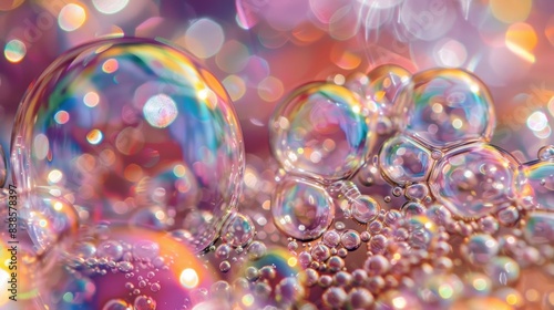 The bubbles seem to dance and play with one another their shimmery surfaces creating a dreamy almost otherworldly effect