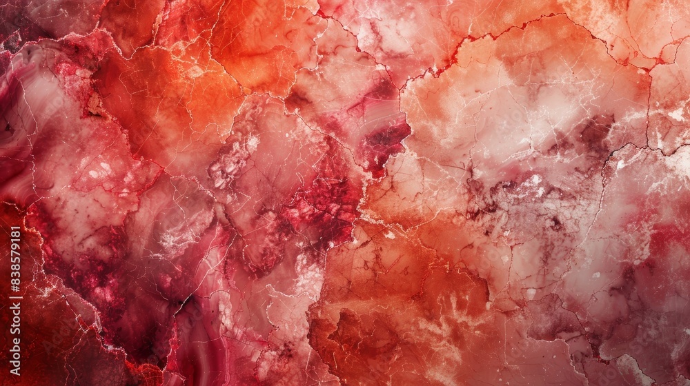 A fusion of fiery reds and soft pinks create a fiery almost volcanic appearance in this glowing marble texture giving off a sense of intense energy A fusion of fiery reds and soft pinks create a fiery almost volcanic appearance in this glowing marble texture giving off a sense of intense energy