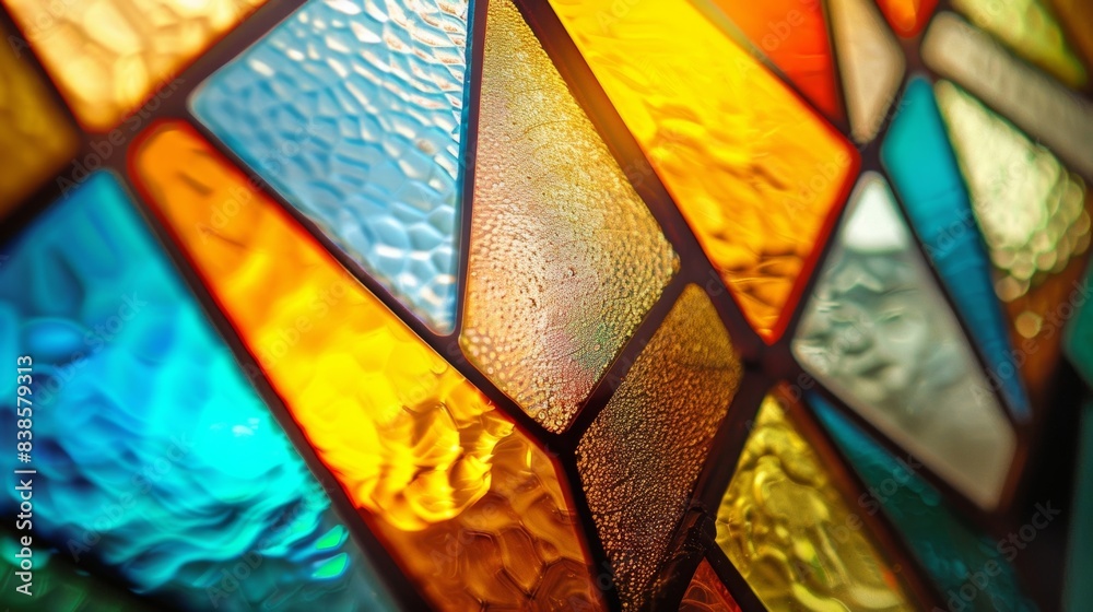 Delicate lines intersect to form an otherworldly geometric design in this stunning closeup of stained glass Delicate lines intersect to form an otherworldly geometric design in this stunning closeup of stained glass