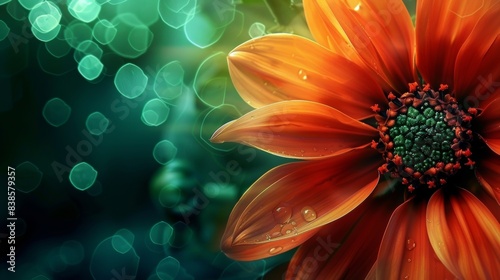 Brilliantly glowing flower centers against a dark verdant background